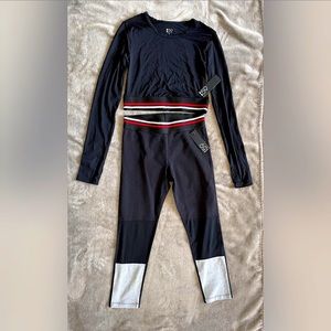 59 Draft crop with stripe + Racer Capri Stripe fitness wear. Size M. NWT